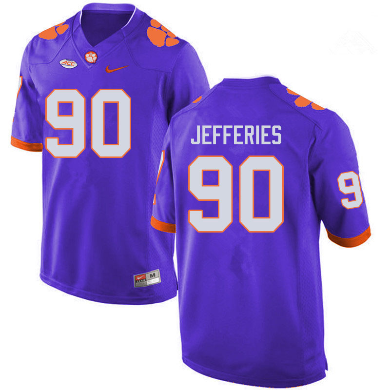 Men #90 Darnell Jefferies Clemson Tigers College Football Jerseys Sale-Purple